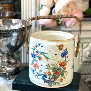 Crown Ducal Ware white floral ceramic pottery container Tunstall Staffordshire